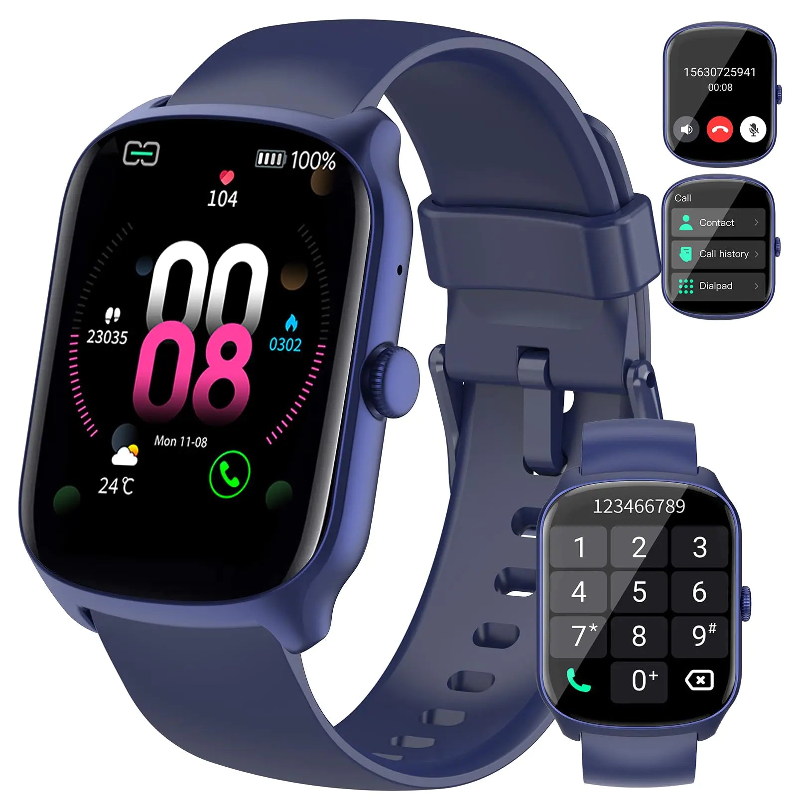 Montre Connectée pour Hommes et Femmes (Appels Entrants/Sortants) Écran Courbé HD 1.95" Montre Intelligente Moniteur de Fréquence Cardiaque/Veille Montre de Fitness avec 112+ Modes Sportifs Suivi d'Activité Étanche IP68 pour Android iOS