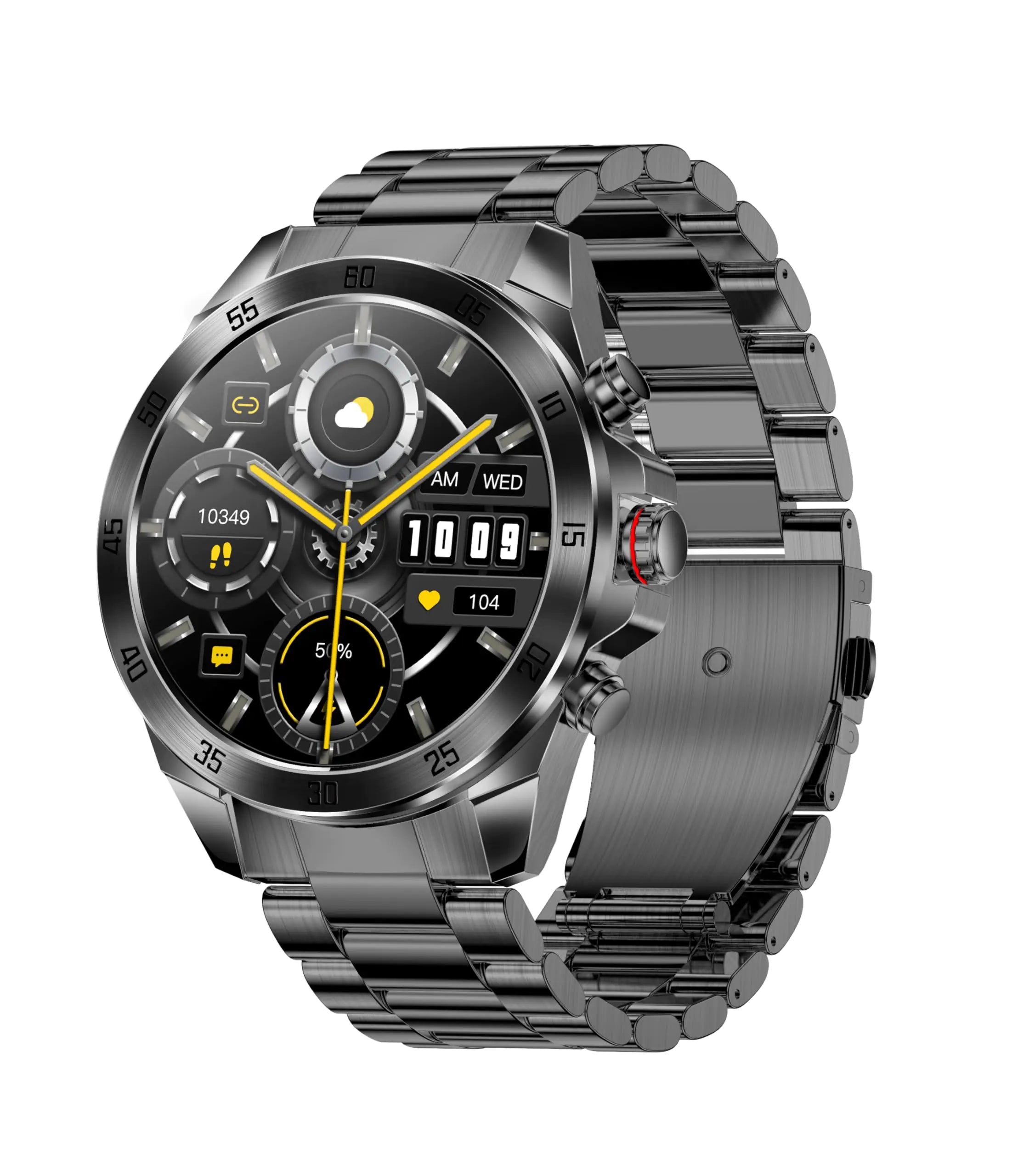 Montre Connectée ALPHAGEAR Commander pour iPhone & Android, Smartwatch Robuste (Appels entrants/sortants) Tracker de bien-être avec Écran AMOLED de 1.43 pouces, Batterie de 10-14 Jours, 5 ATM (2x Protecteurs d'écran inclus)
